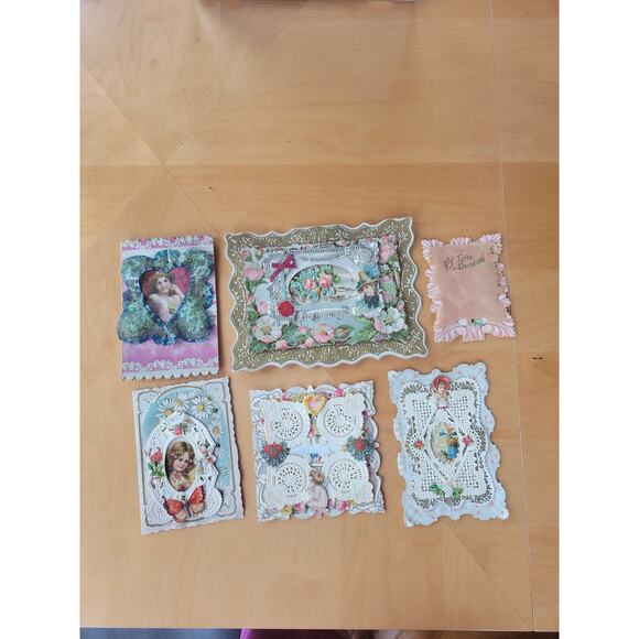 6 Vintage Valentine Cards - Picture 1 of 5